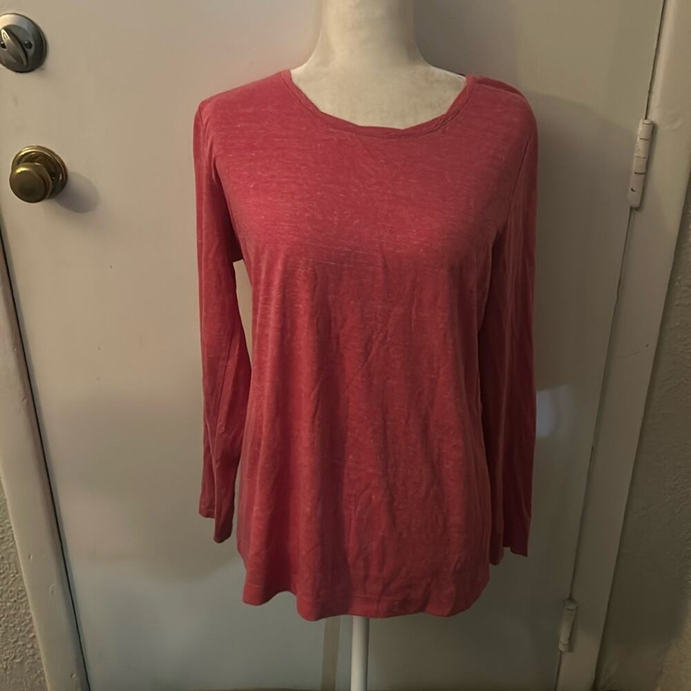 Lord & Taylor Pink/White Long Sleeve Tee Shirt L Soft Casual Classic Preppy
